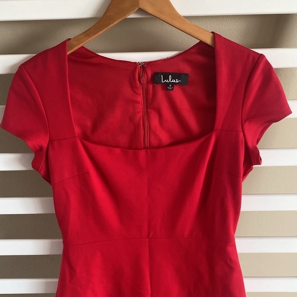 LULUS Frederica Red Square Neck Bodycon Dress Size Small - Picture 6 of 15